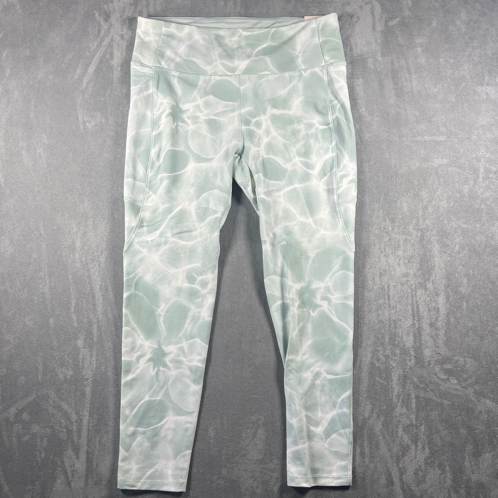 Calia Energize High‎ Rise 7/8 Leggings Large Green Water Print WAX12310PRT